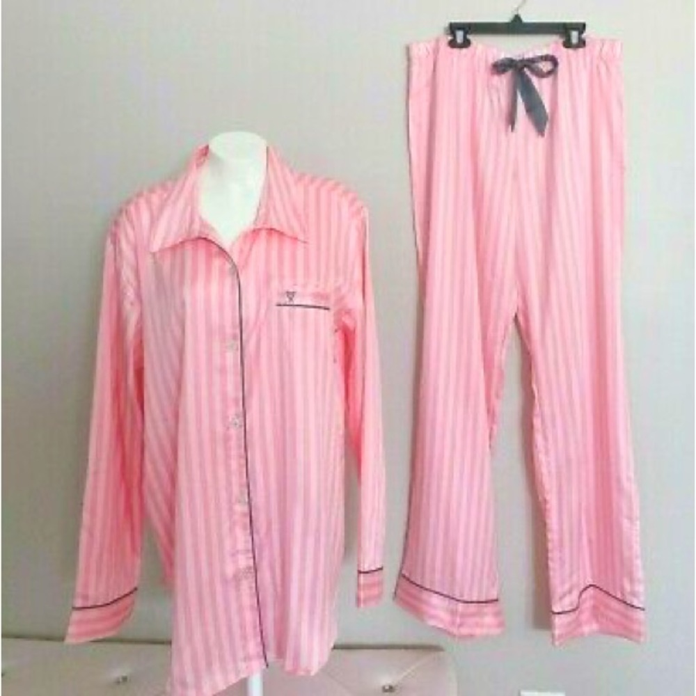 Victoria’s Secret pink stripe satin pajama set